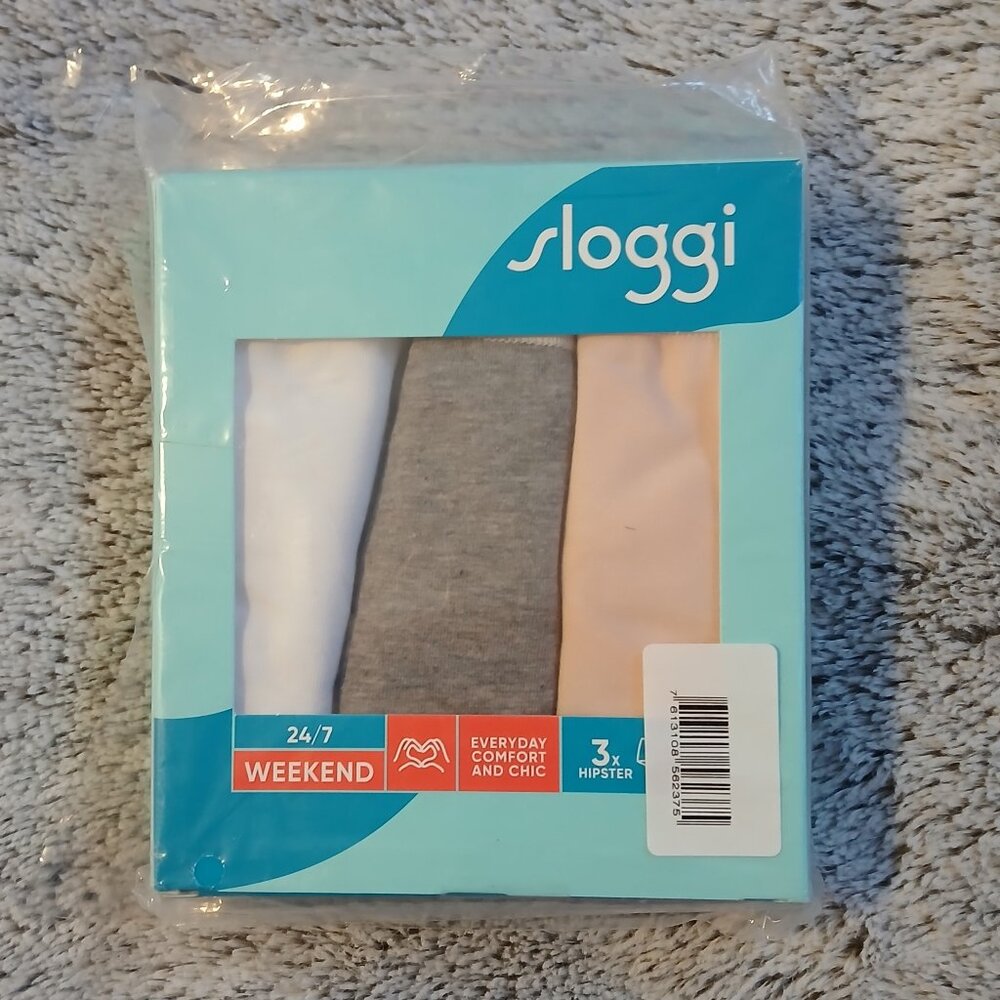 Sloggi Women's Hipster 24/7 Weekend Panties 3 Pack NIB UK SZ S